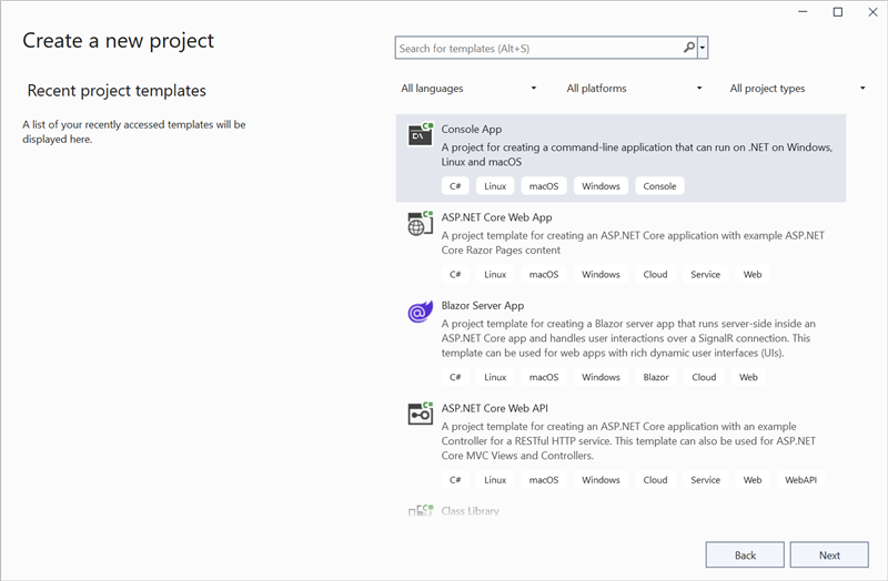 Console application in Visual Studio