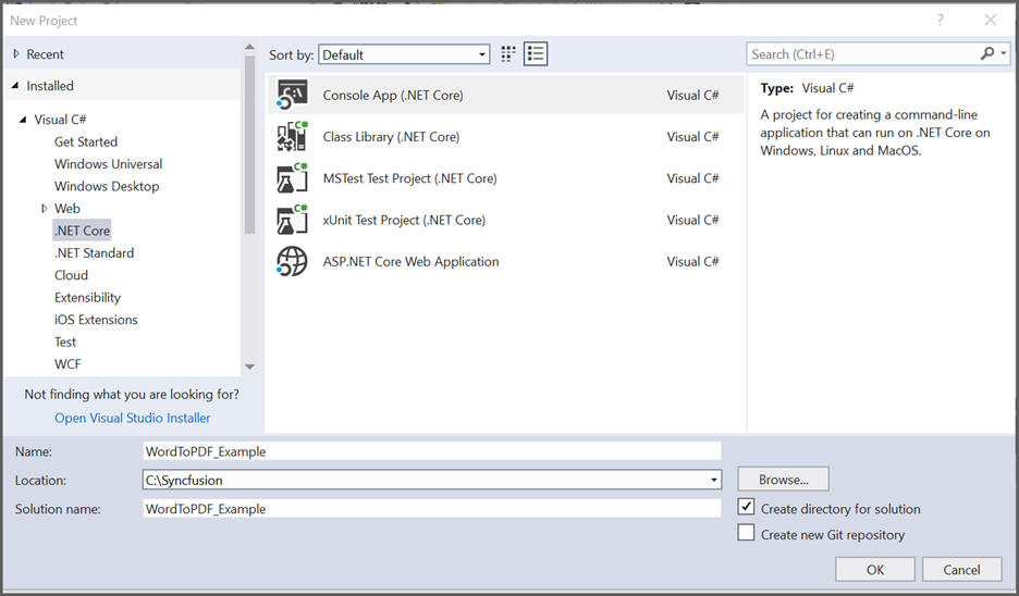 Project template in Visual Studio